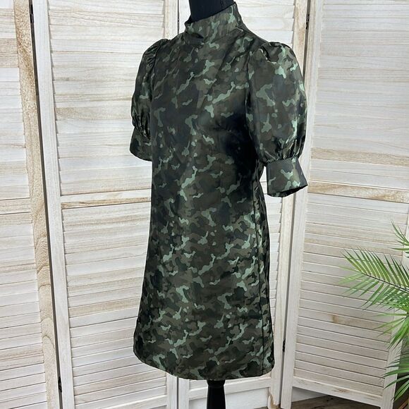 SEN Puff Sleeve Camo Mini Dress Medium - Picture 12 of 14